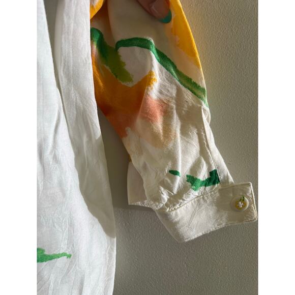 Vintage 100% Rayon Button Down Shirt Sunflower Print Jams World Size Medium JL - Picture 6 of 10